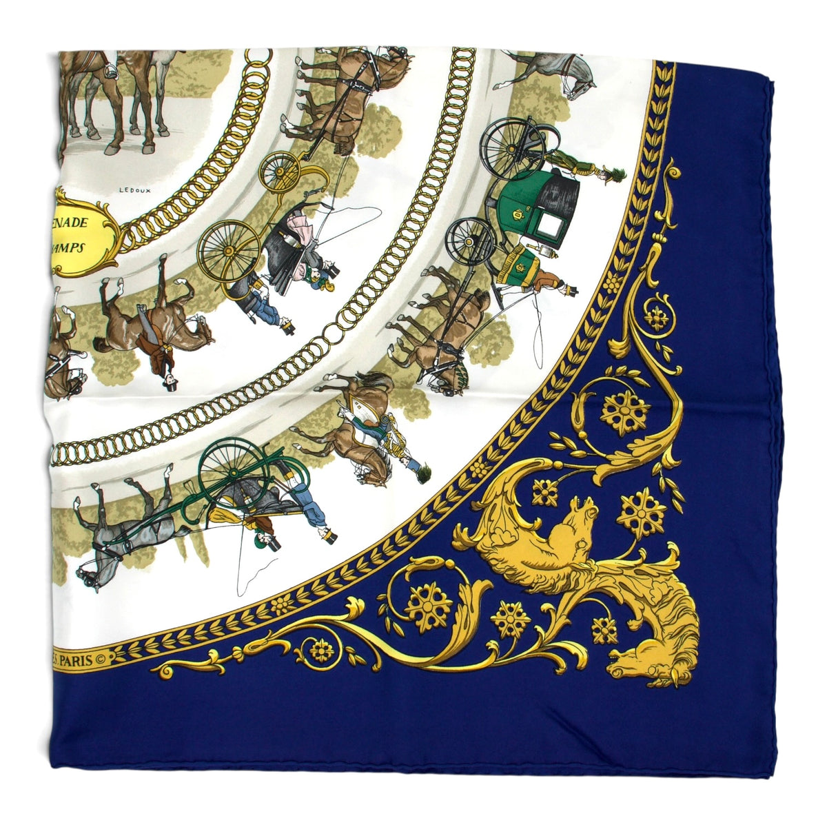 Hermès Carré " La Promenade de Longchamps" marine