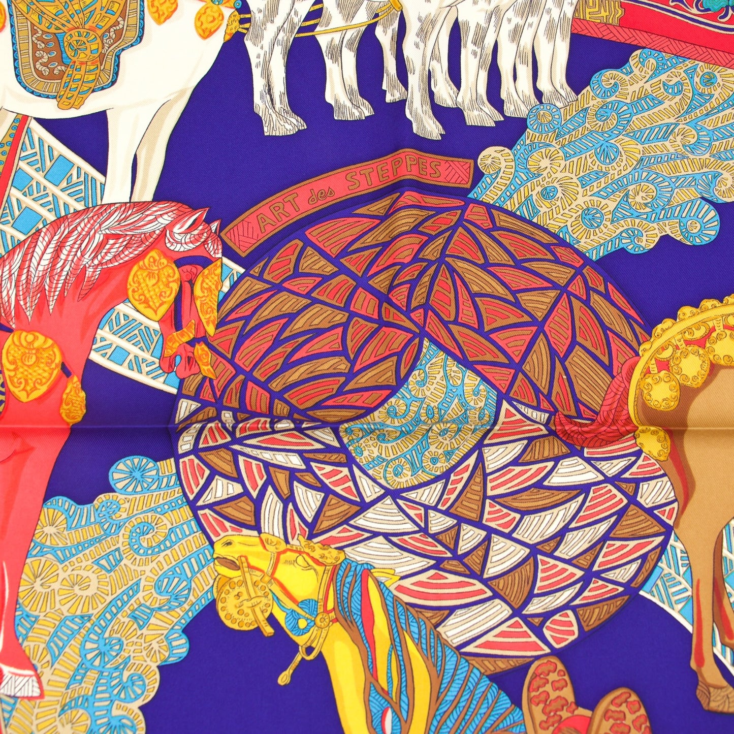 Hermès Carré "Art des Steppes" blau