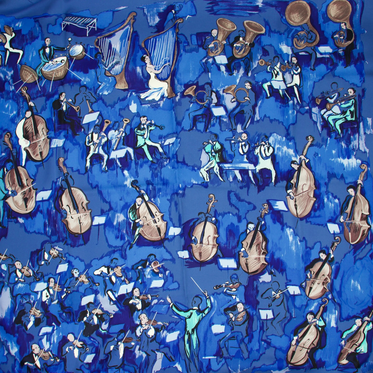 Hermès Carré "Concerto" blau