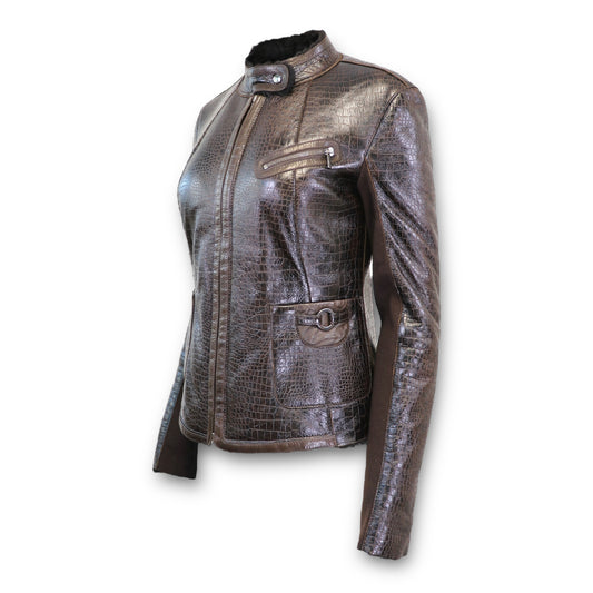 Emporio Armani Lammlederjacke braun Gr. 36