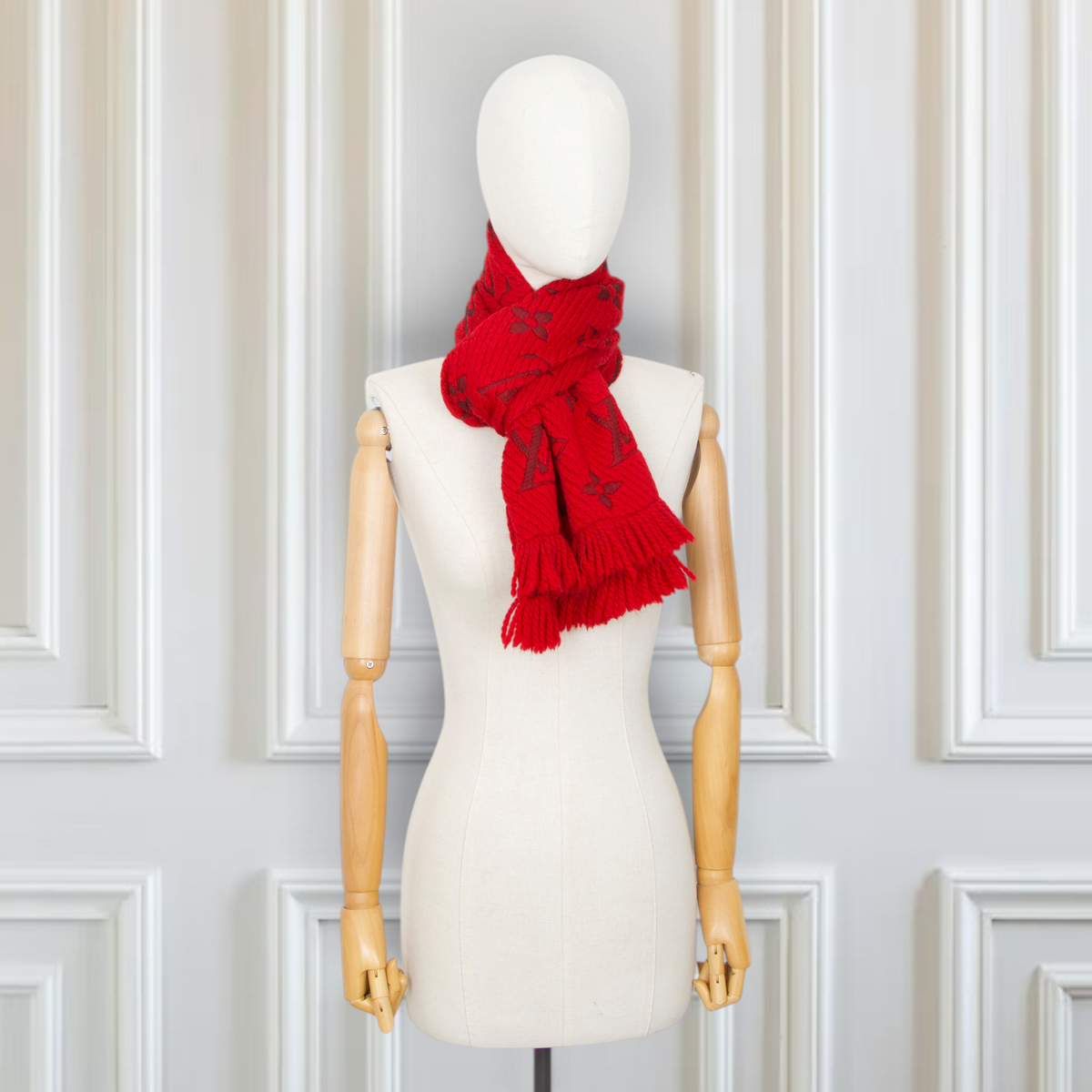 Louis Vuitton Logomania Schal Wolle rot
