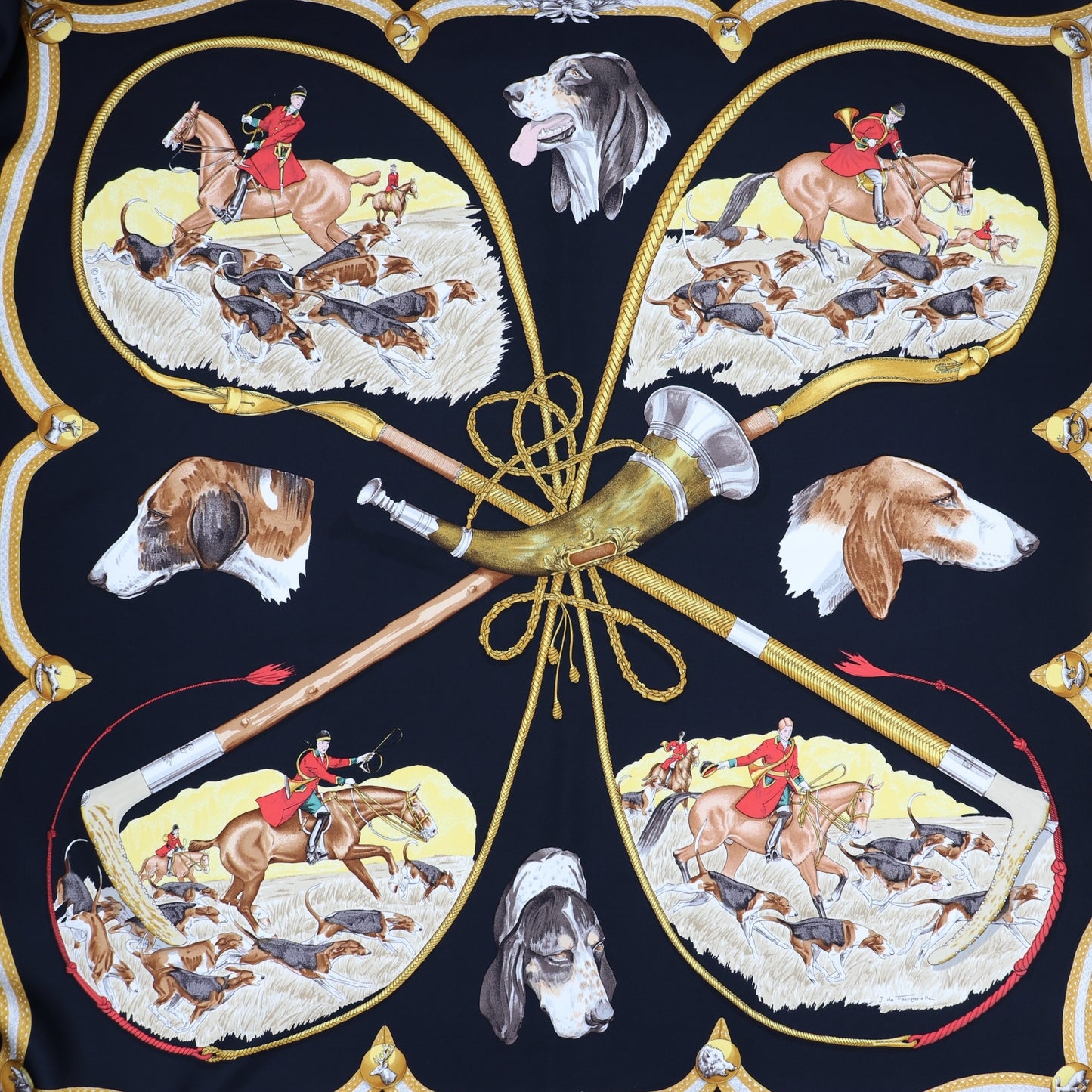 Hermès Carré „Laisser courre“ schwarz