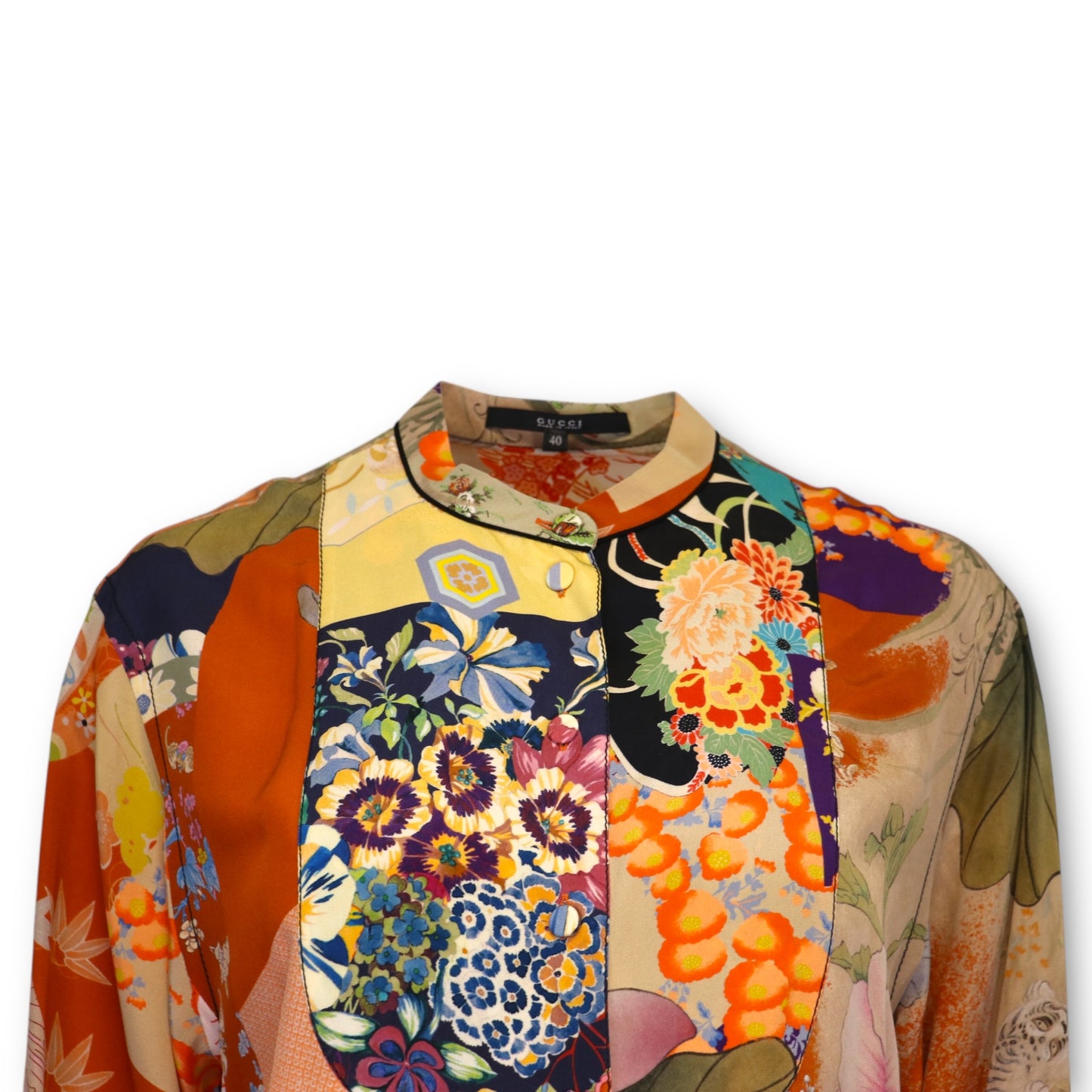 Gucci Seidenbluse bunt gemustert Gr. 36