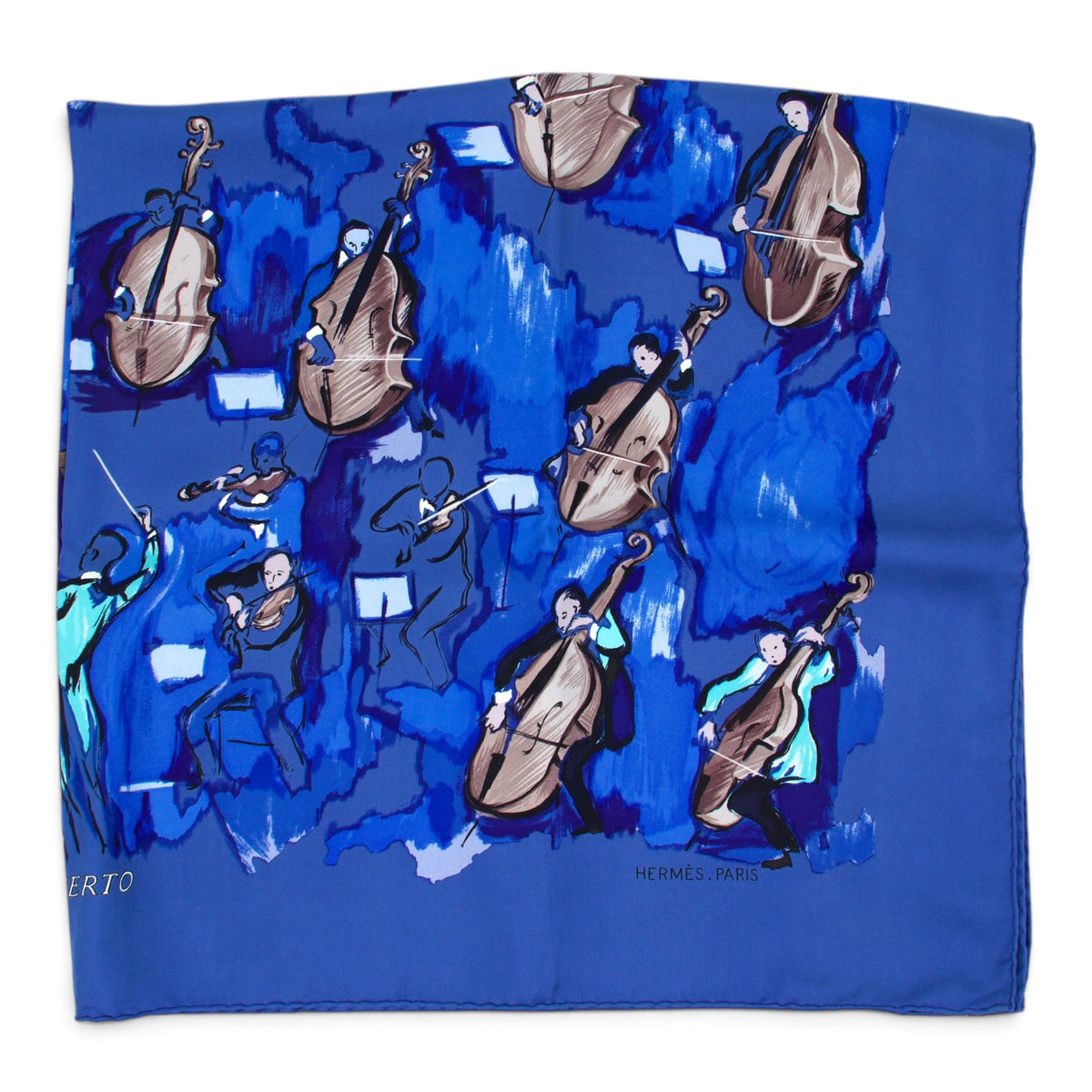 Hermès Carré "Concerto" blau
