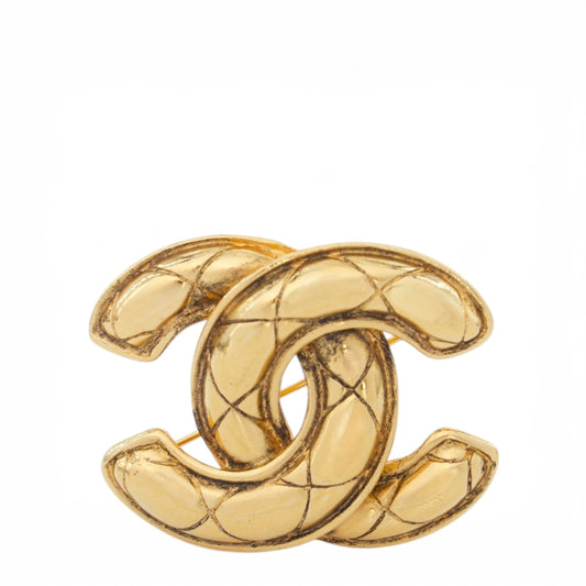 Chanel Brosche gold gesteppt