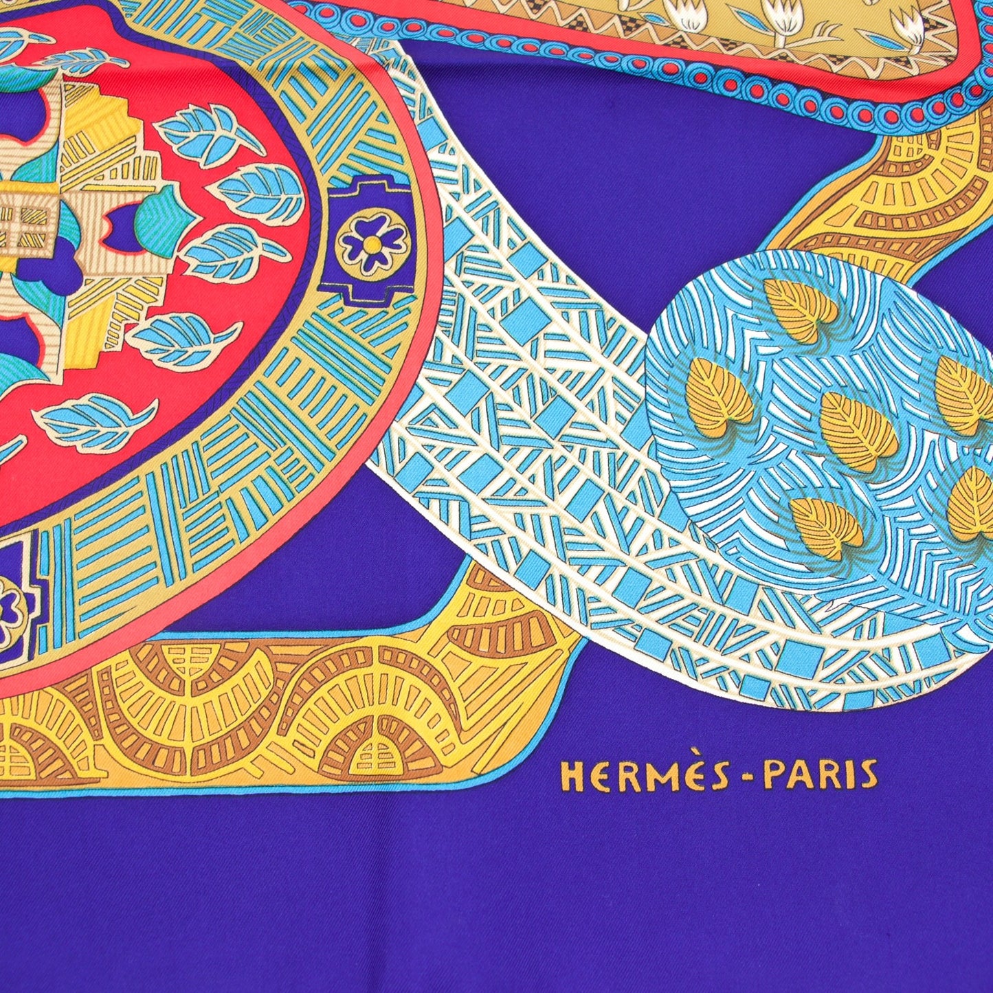 Hermès Carré "Art des Steppes" blau