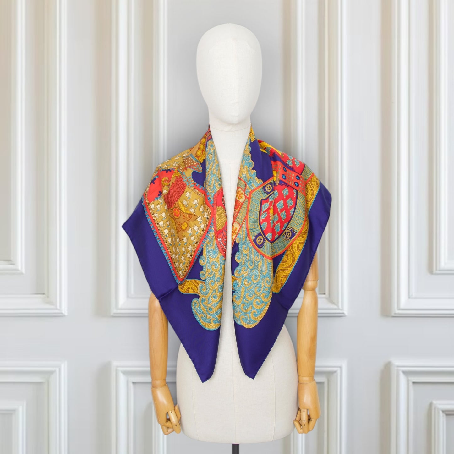 Hermès Carré "Art des Steppes" blau