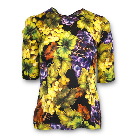 Dolce & Gabbana Kurzarm Seide m. Trauben Gr. 34