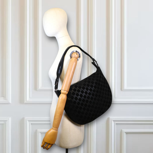 Gucci Schultertasche Wildleder schwarz