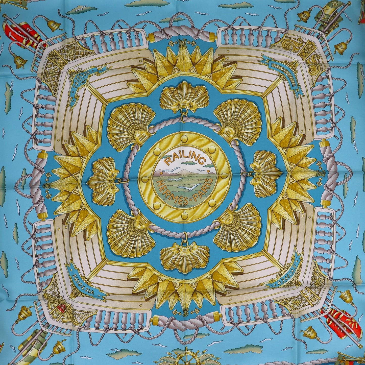 Hermès Carré „Railing“ Blau