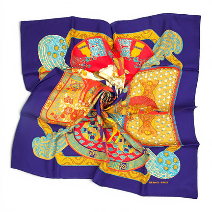 Hermès Carré "Art des Steppes" blau