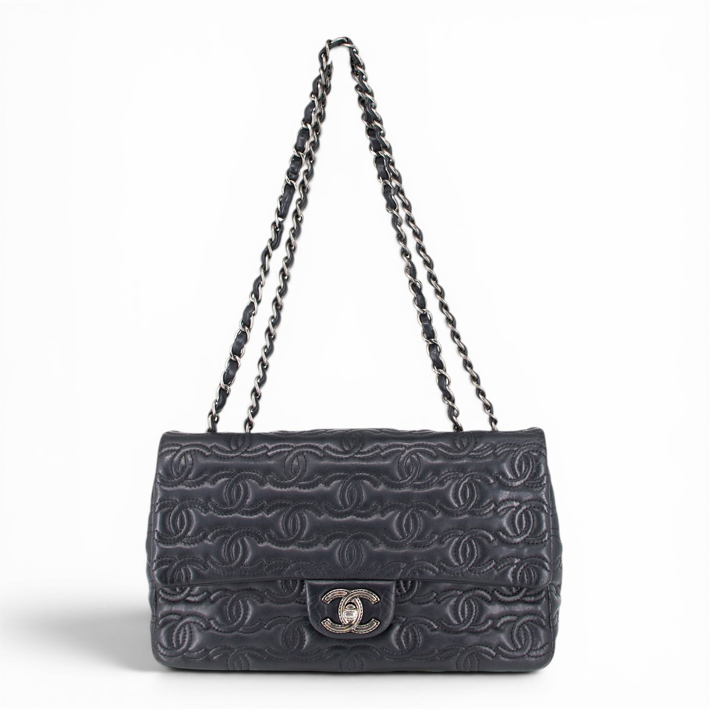 Chanel CC stitch single flap schwarz