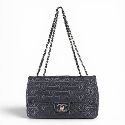 Chanel CC stitch single flap schwarz