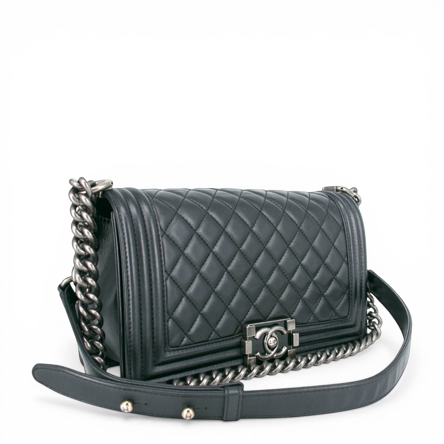 Chanel Boy Medium schwarz metallic