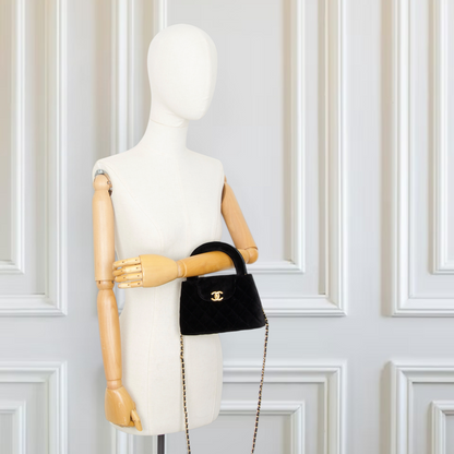 Chanel Nano Kelly Samt schwarz