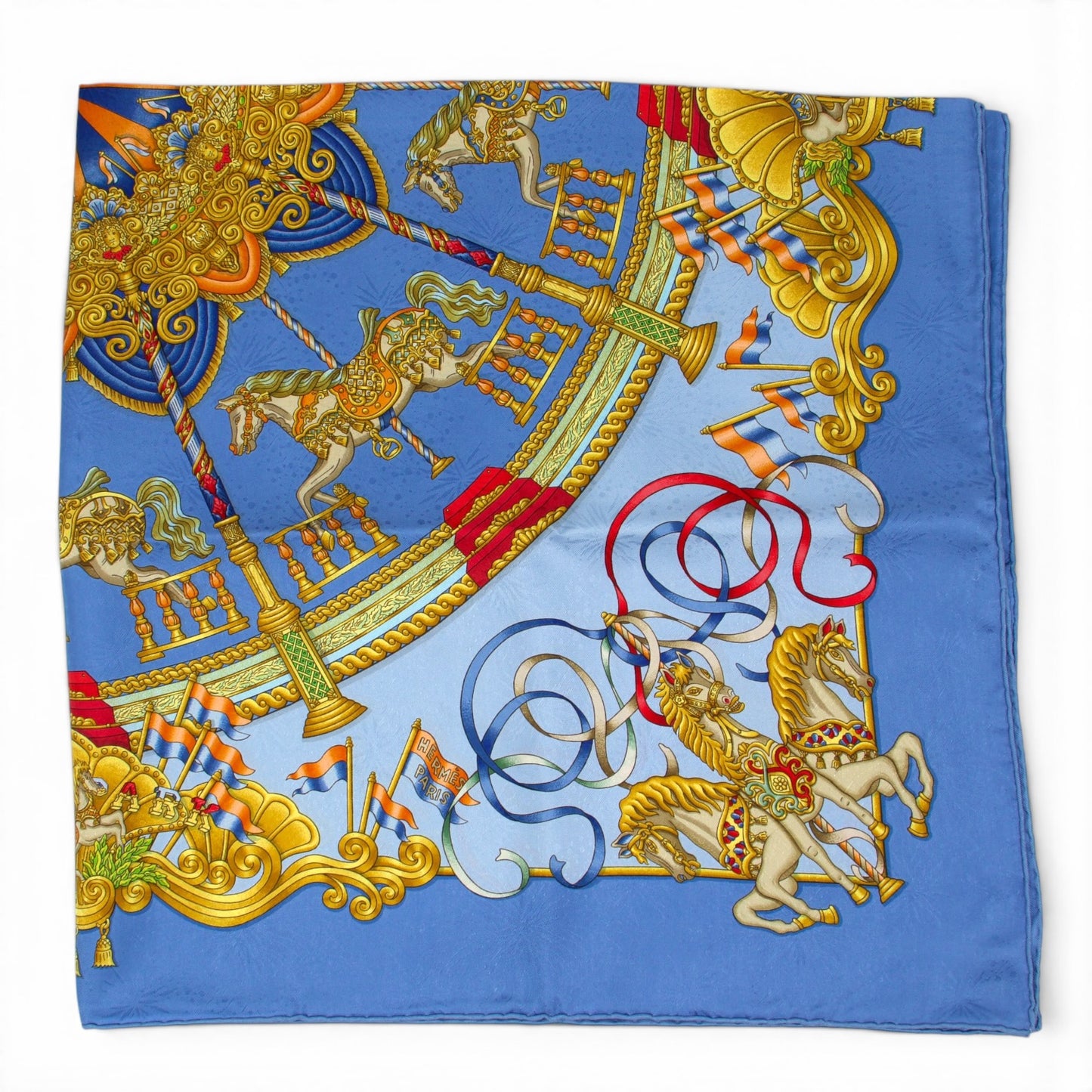 Hermès Carré "Lunapark" blau