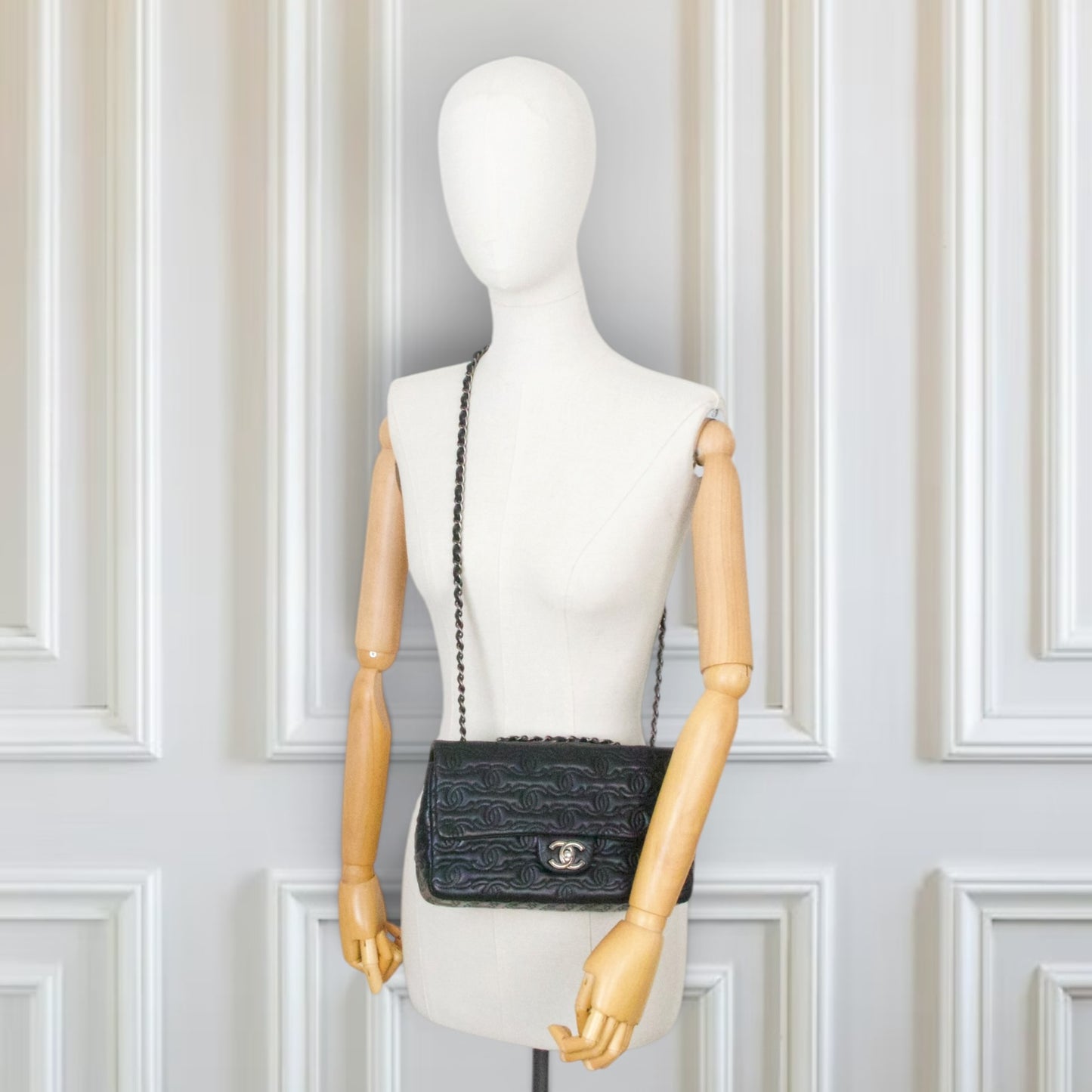 Chanel CC stitch single flap schwarz