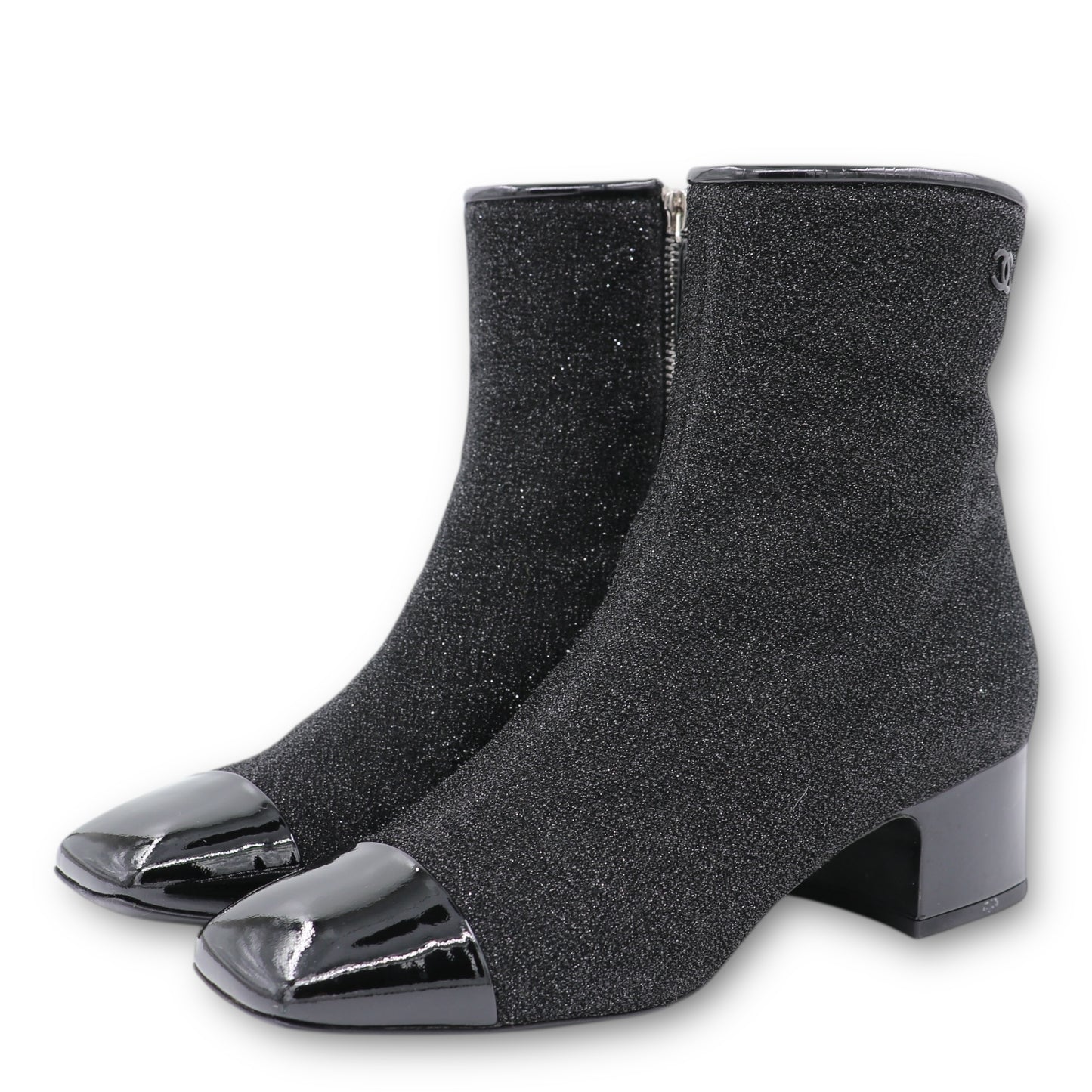 Chanel Stiefeletten schwarz glitzer Gr. 37.5
