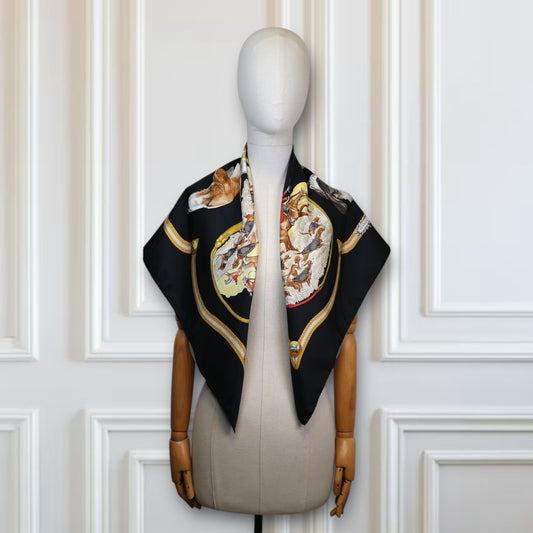 Hermès Carré „Laisser courre“ schwarz