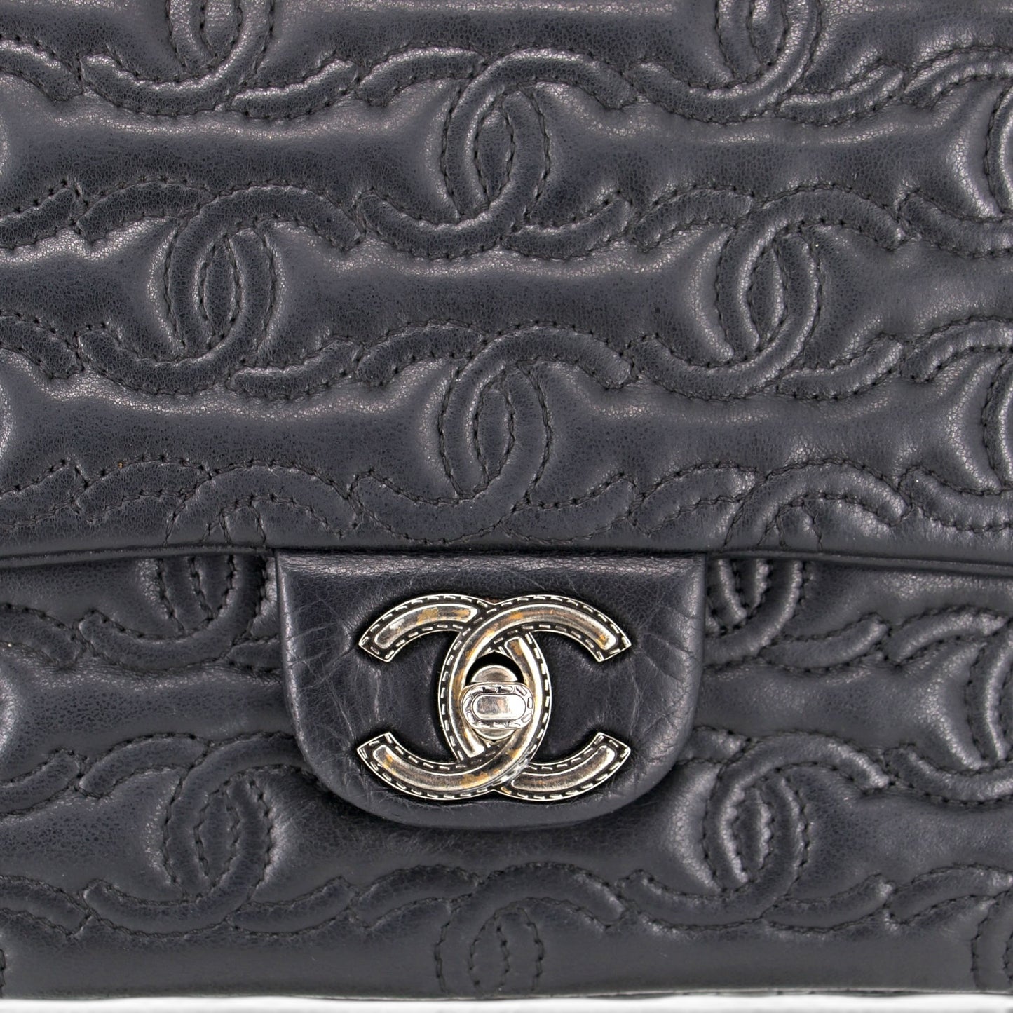 Chanel CC stitch single flap schwarz