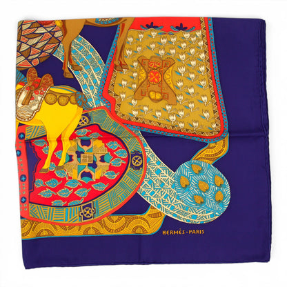 Hermès Carré "Art des Steppes" blau