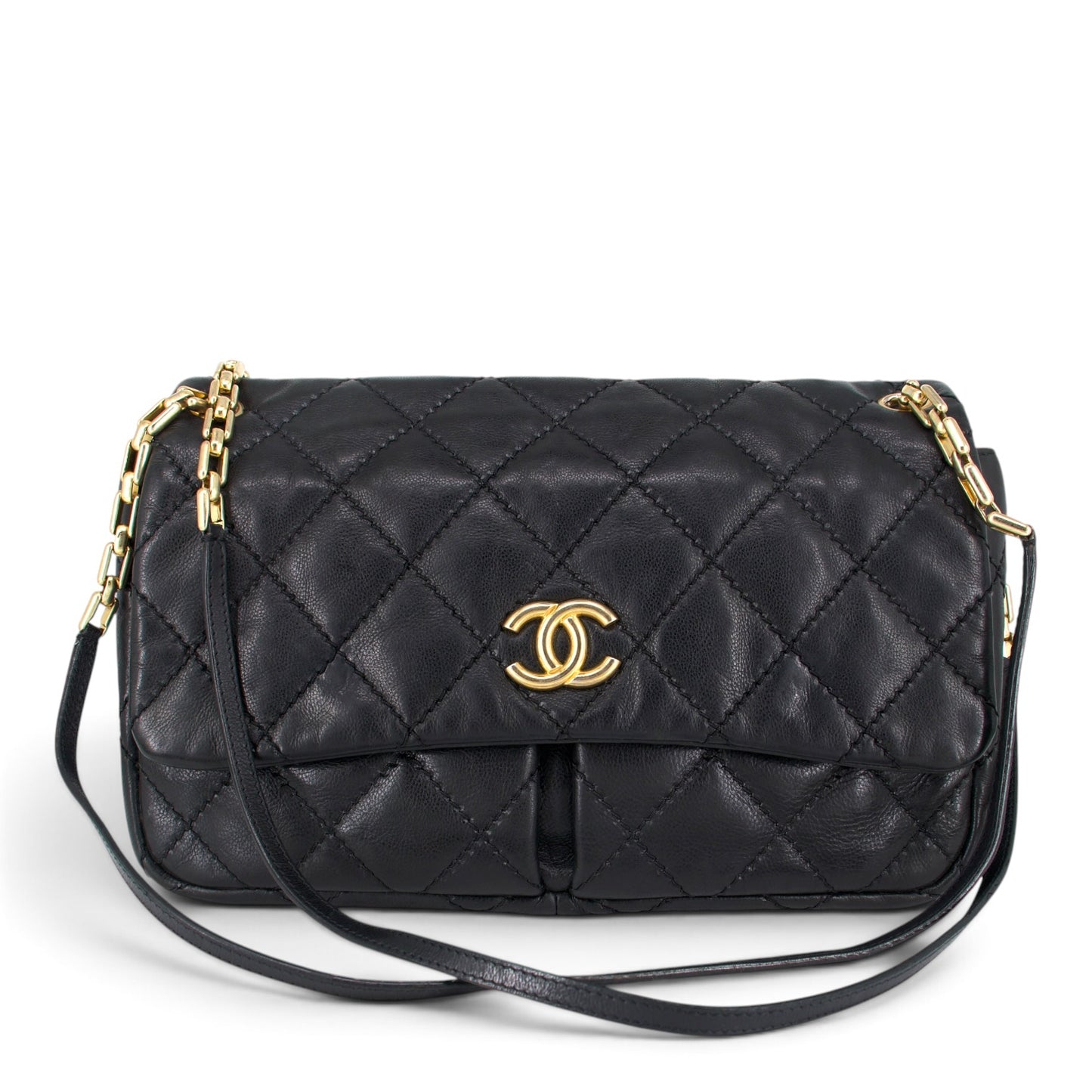 Chanel Wild Stitch Chain Flap schwarz GHW