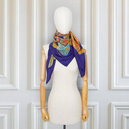 Hermès Carré "Art des Steppes" blau