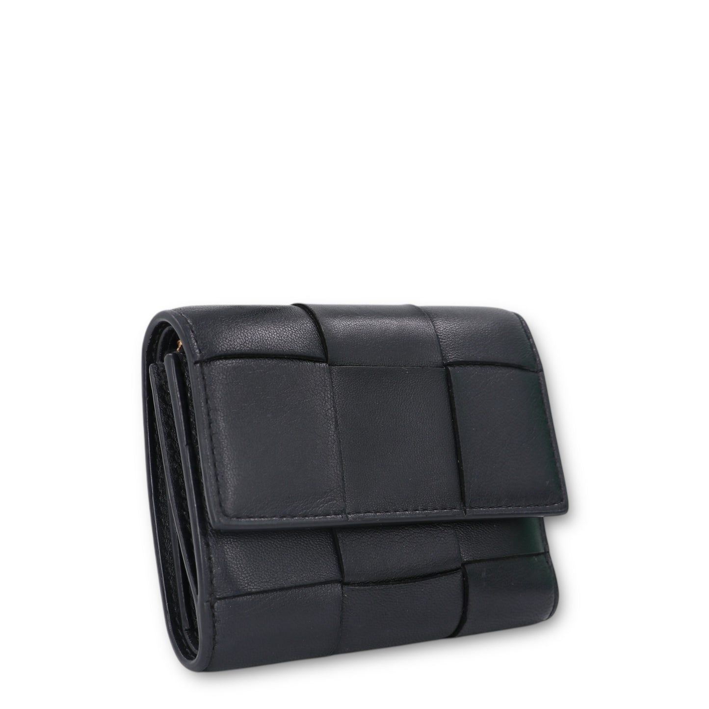 Bottega Veneta Cassette Tri-Fold Schwarz