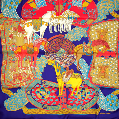 Hermès Carré "Art des Steppes" blau