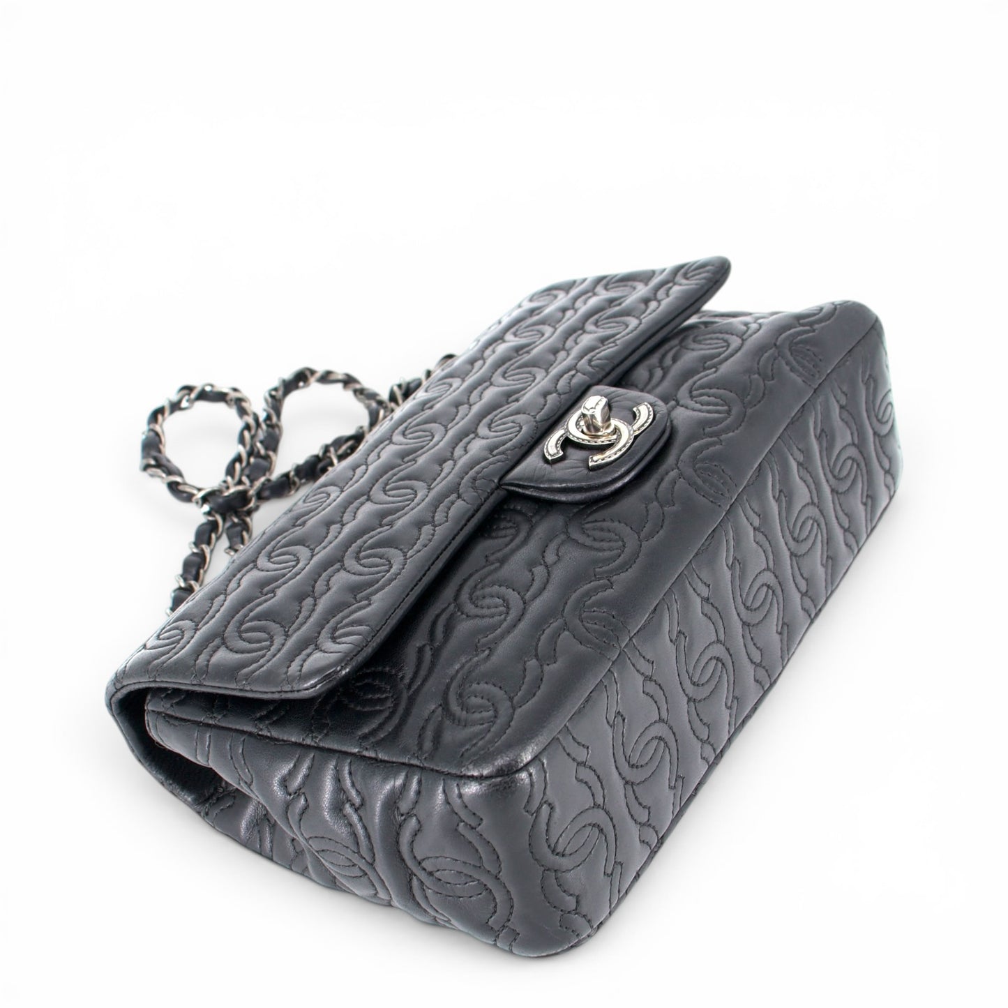 Chanel CC stitch single flap schwarz