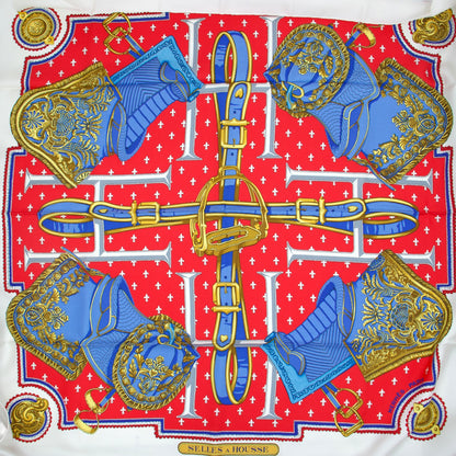 Hermès Carré "Selles à Housse" weiss/rot