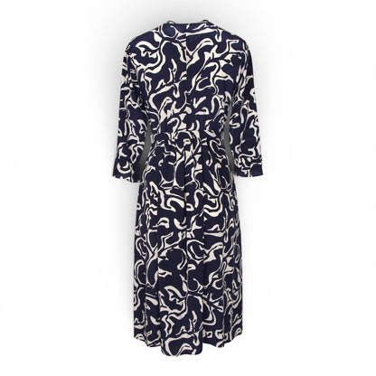 S'Max Mara Kleid Seide marine gemustert Gr. 38