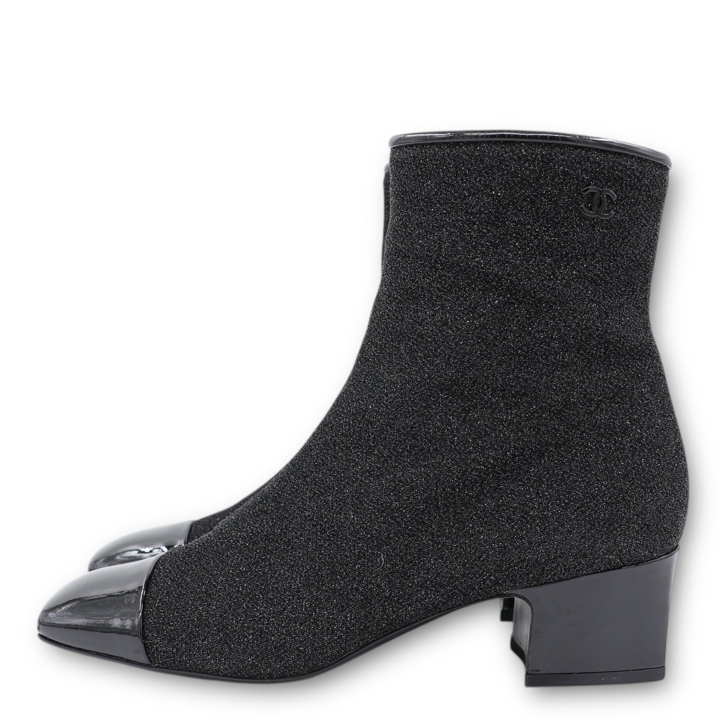 Chanel Stiefeletten schwarz glitzer Gr. 37.5