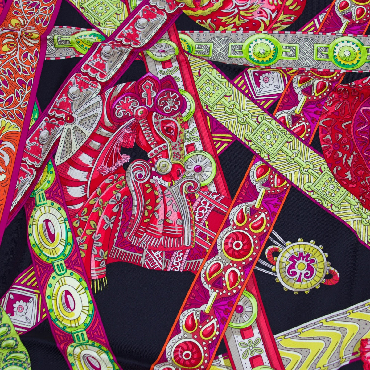 Hermès Carré "Le Songe de la Licorne" schwarz