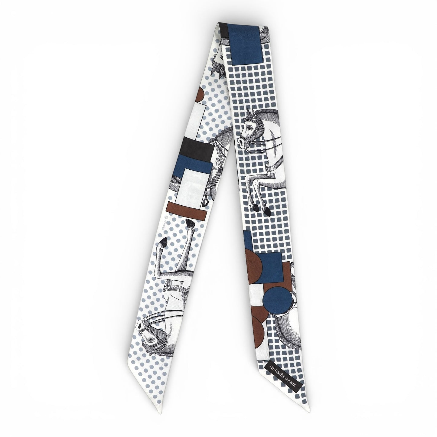Hermès Twilly "Cavalier en formes" weiss/blau