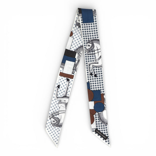 Hermès Twilly "Cavalier en formes" weiss/blau