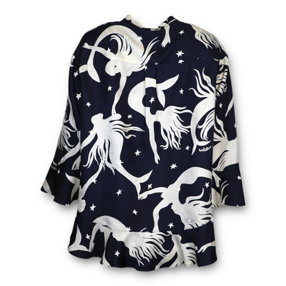 Valentino Seidenbluse marine gemustert IT 44 DE 40