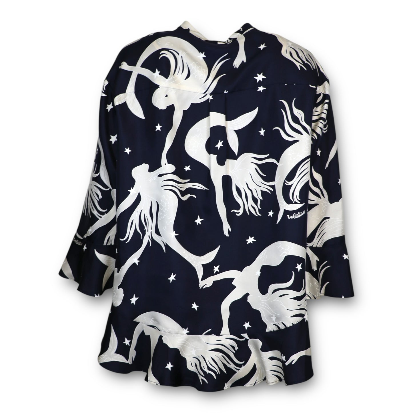 Valentino Seidenbluse marine gemustert IT 44 DE 40