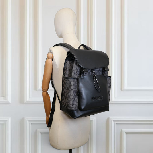 Coach League Flap Rucksack Jacquard schwarz