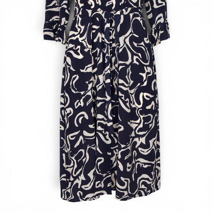 S'Max Mara Kleid Seide marine gemustert Gr. 38