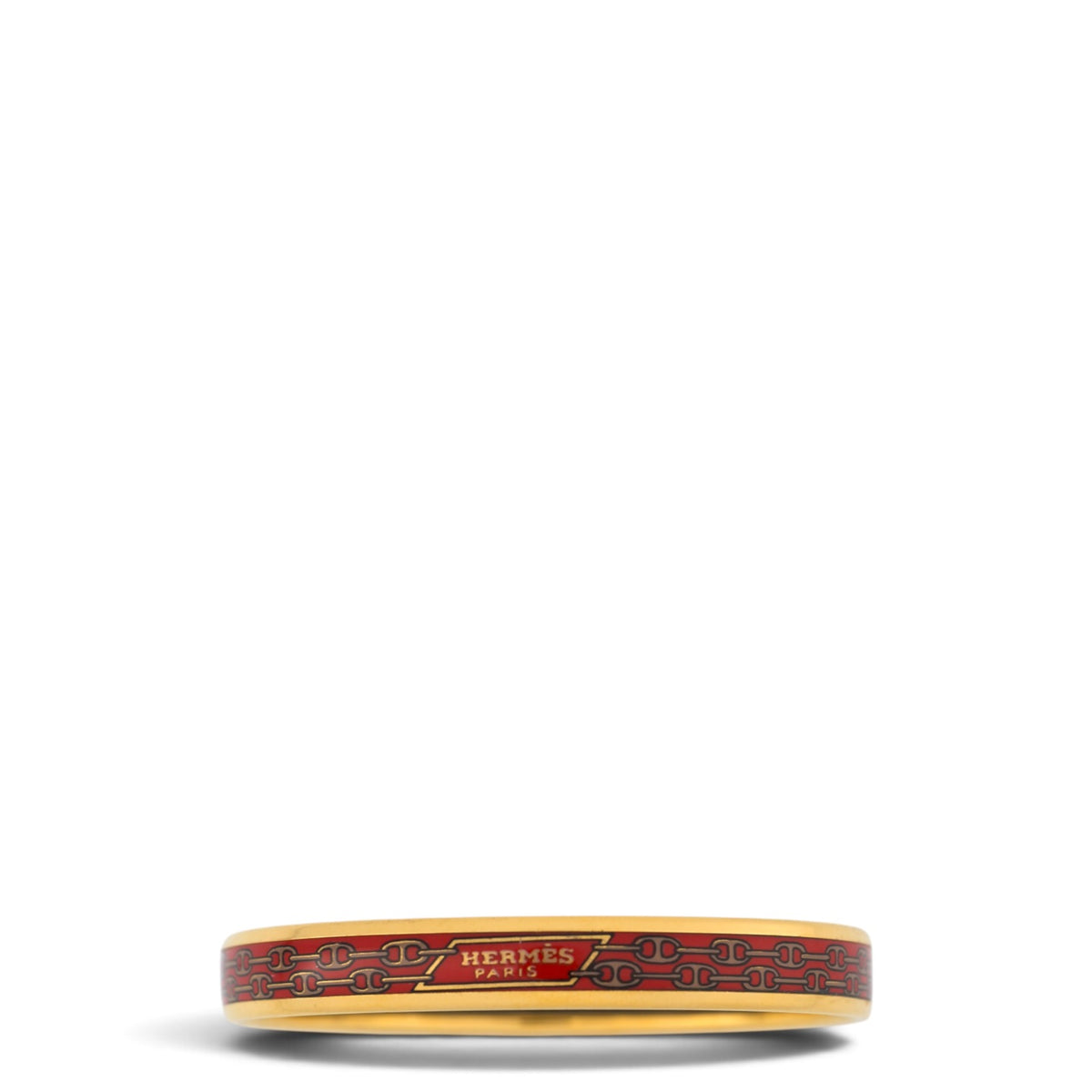 Hermès Emailarmband schmal rot/gold