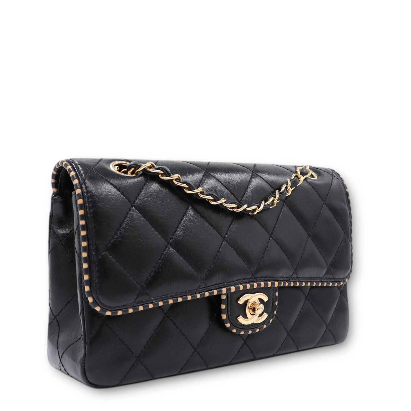 Chanel Timeless medium schwarz contrast piping
