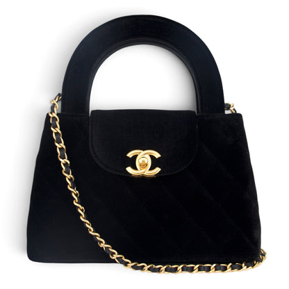 Chanel Nano Kelly Samt schwarz