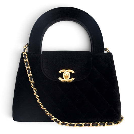 Chanel Nano Kelly Samt schwarz