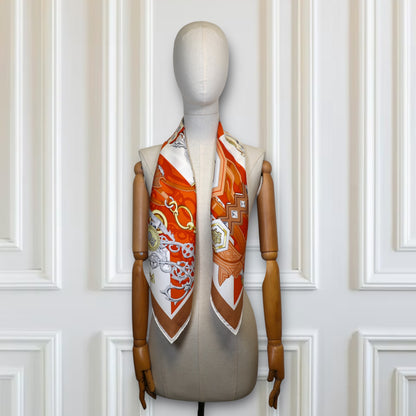 Hermès Carré "Brides & Destin" beige/orange