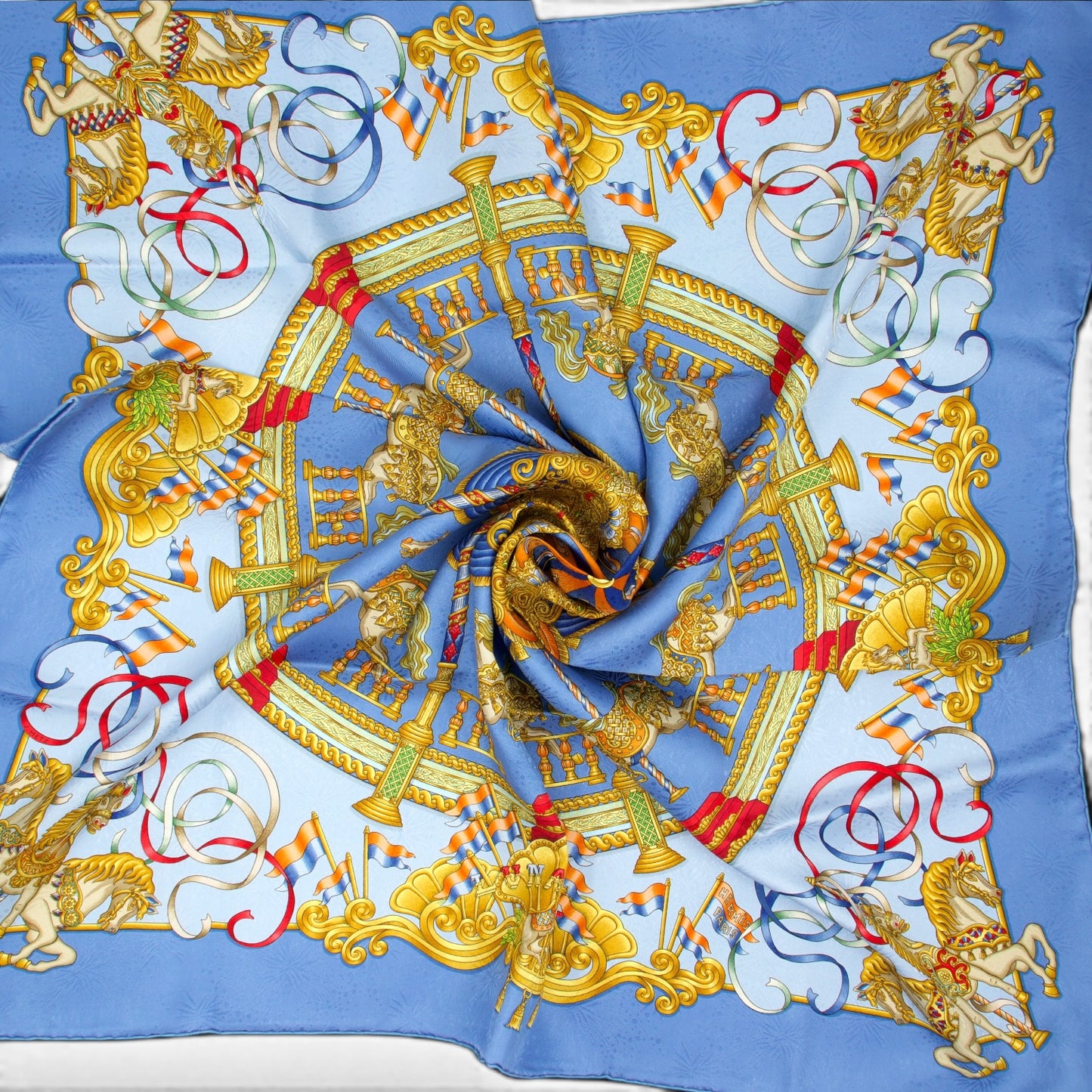 Hermès Carré "Lunapark" blau