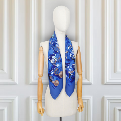 Hermès Carré "Concerto" blau