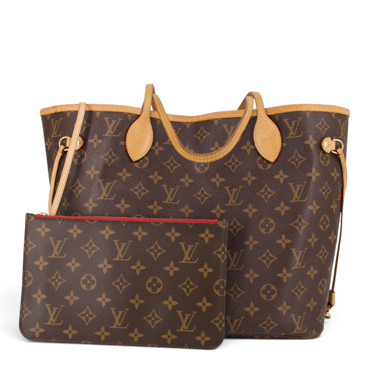 Louis Vuitton Neverfull MM + Pochette Monogram Cerise