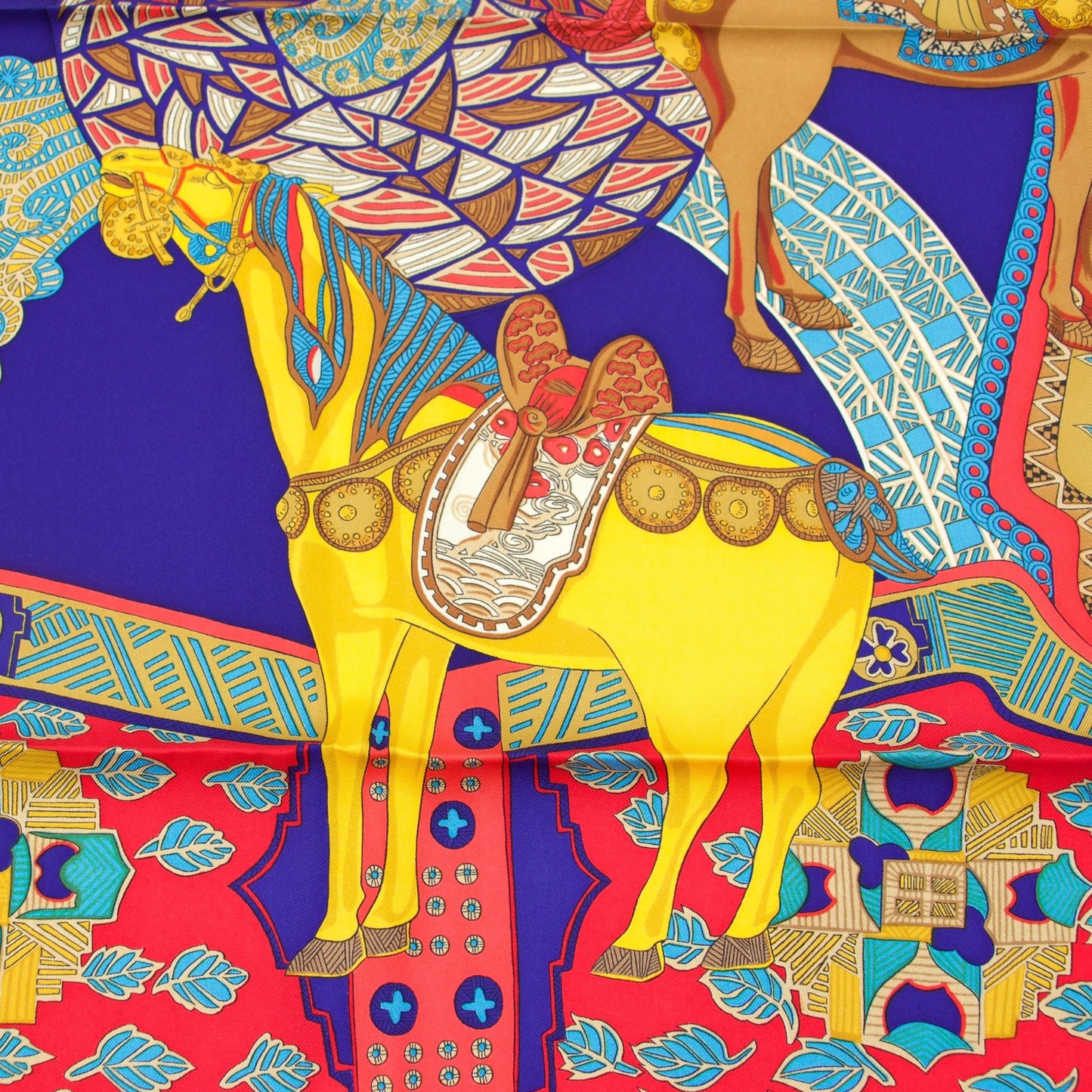 Hermès Carré "Art des Steppes" blau