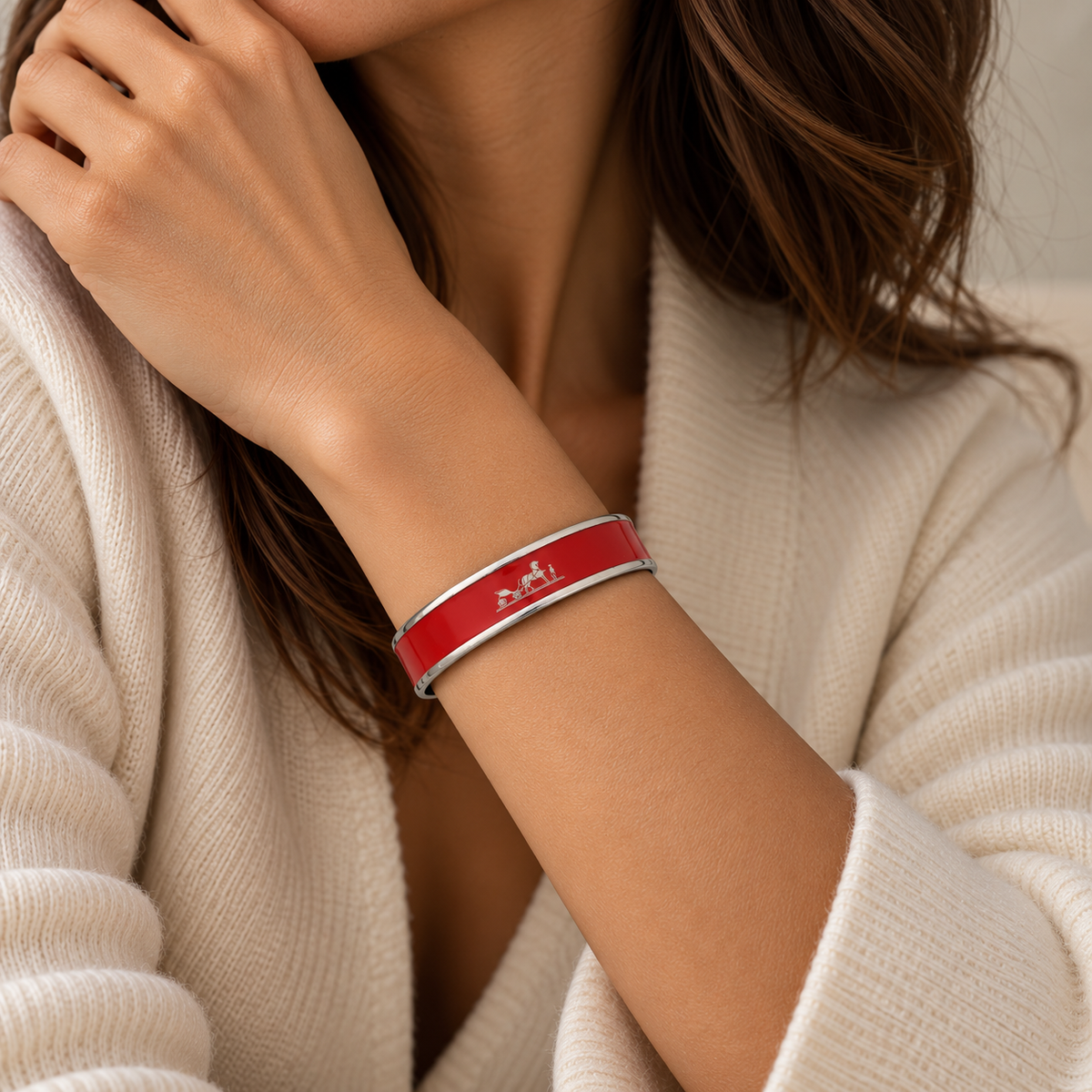 Hermès Calèche Armband rot Palladium